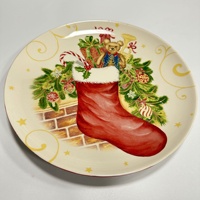 Ensemble d'assiettes en céramique de Noël - Assiettes de dîner pour petit-déjeuner, steak, plats principaux occidentaux, adaptées au micro-ondes, pour hôtels et usage domestique