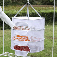 3-laags opvouwbaar hangend droognet met ritssluiting, gaasrek, voedselmand, vis, kruiden, groenten, vlees, kleding, buitenlucht, opbergruimte voor thuis