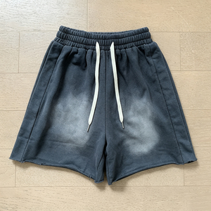 Shorts en coton épais 380 GSM délavé à l'acide pour hommes, coupe streetwear ample, avec taille élastique, prêts pour la vente en gros - Product Image 2