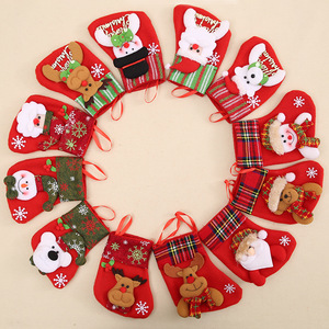 Youlun petites décorations de bas de noël pendentif de sac de bonbons pour enfants en forme de chaussette pour sac cadeau de scène de fête de vacances - Product Image 4