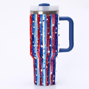 Tasses isothermes en acier inoxydable de 30 oz avec drapeau américain du 4 juillet, 22 couleurs, tasses à drapeau américain pour le jour de l'indépendance, tasses isolées avec poignée - Product Image 6