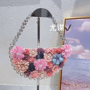 2023 underarm bag professional French Fairy bag for dinner Bag Pearl and diamond flower purse Underarm hand tote