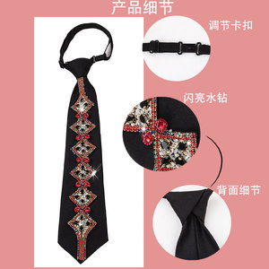 Corbata de diamantes de imitación para mujer, ajustable, negra, con cristales de colores, para camisas, trajes, accesorios - Product Image 2