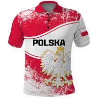 Pologne Jour de l'Indépendance Polo Pologne Aigle Blanc Motif Floral Polonais En Gros Pologne Drapeau Conception Polo À Manches Courtes