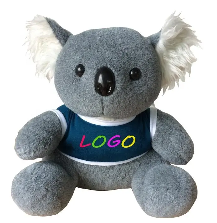 Hot sale cheap price stuffed animal plush koala with T-shirt wholesale custom plush koala bear keychain with logo