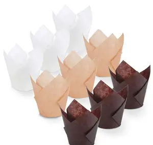 Copo de chama de alta temperatura 50 pçs/set, muffin de papel bolo assar titular de cor sólida tulipa papel copo