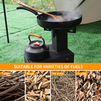 Réchaud fusée pliable personnalisé en acier au carbone/acier inoxydable, multi-cuisson portable, chauffage au bois, survie, camping, revêtement en poudre