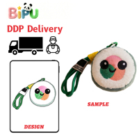 Porte-clés en peluche de coton personnalisé en usine, motif rouleau de sushi aux algues réalistes, broderie faciale, design alimentaire simulé, Noël