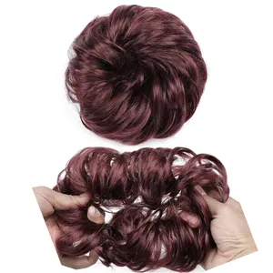 Anel de coque para mulheres e meninas, cabelo encaracolado, coque de cabelo sintético, envoltório com banda de borracha, cabelo sintético