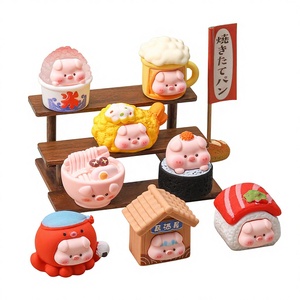 Figurines miniatures de scène de dessin animé mignonnes en résine DIY, peintes à la main, thème <span class=keywords><strong>Gourmet</strong></span> Pig, pour la décoration et la vente en gros - Product Image 1