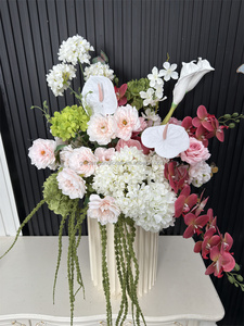 Arreglo Floral Personalizado Rosa y Verde para Boda, Bola de Flores Artificiales de Hortensias Verdes y Orquídeas Rosas para Decoración de Fiestas - Product Image 2