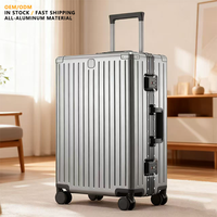 Set Koper Bisnis Mewah Berkualitas Tinggi Full Aluminium 20 inci 24 inci 26 inci 29 inci, Koper Kabin dengan Roda Spinner, Kunci TSA, Set Koper Aluminium