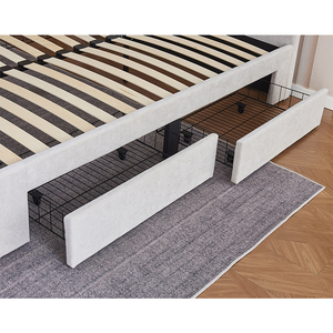 Simple Design Cheap <b>Bed</b> Frame <b>Modern</b> Latest Leather <b>Bed</b> Set Furniture Bedroom Popular Wooden King <b>Bed</b> with Storage for Home - Product Image 5