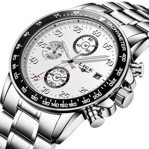 Oem Odm <b>Men's</b> Fashion Sport Quartz <b>Watch</b> Alloy Stainless Steel Strap Glass Water Resistant 3BAR Chronograph Pointer 42mm Simple - Product Image 2