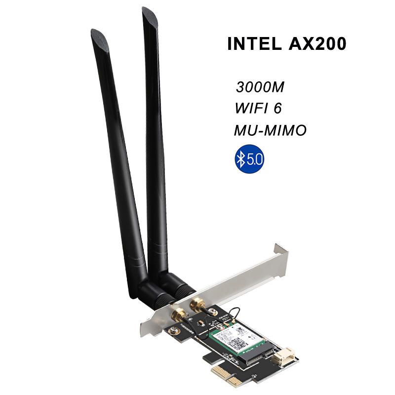 Сетевая карта Wi-Fi PCIe с адаптером Intel AX200, 3000 Мбит/с