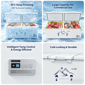 -30 ℃   Congélateur Vitrine Commerciale <span class=keywords><strong>Grande</strong></span> Capacité 1000L, Double Porte, pour Crèmes Glacées, Congélateurs Coffres Profonds pour Supermarchés et Épiceries - Product Image 4