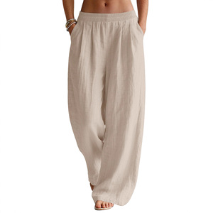 <span class=keywords><strong>Pantaloni</strong></span> Estivi da <span class=keywords><strong>Donna</strong></span> a <span class=keywords><strong>Vita</strong></span> Media, Gamba Larga, Traspiranti, Comodi, <span class=keywords><strong>con</strong></span> <span class=keywords><strong>Elastico</strong></span> <span class=keywords><strong>in</strong></span> <span class=keywords><strong>Vita</strong></span>, Tasche e Dettagli a Contrasto, Ideali per Vacanze - Product Image 5