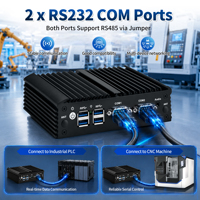Mini PC Industrial CWWK C8 Sin Ventilador J4125, 2x RS232/RS485 COM, 2x Gigabit LAN, mPCIe, SATA, 6 USB, Mini Computadora Integrada