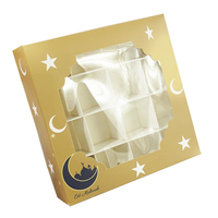 Pâtisserie au chocolat, bonbon, pour fête musulmane du Ramadan, coffret cadeau avec fenêtre, 16 compartiments, dorées, Eid Mubarak