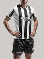 Uniforme de football américain noir et blanc à rayures, maillots de football vintage classiques unisexes, maillot de football rétro imprimé, short personnalisé