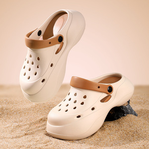 รองเท้าผู้หญิงสีขาวแบบสวม พื้นรองเท้า EVA หนา พร้อมพื้นรองเท้าด้านนอก PU ด้านบนและด้านในเป็น PU เพิ่มความสูง ใช้ได้ทั้งภายนอกและภายในอาคาร - Product Image 4