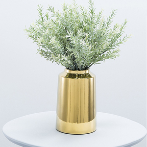 Vase en céramique laiton doré brossé, 1 pièce, style nordique, décoration de salon, de maison, porte-stylo à fleurs séchées, support de plantes, <span class=keywords><strong>Pot</strong></span> de fleurs moderne - Product Image 5