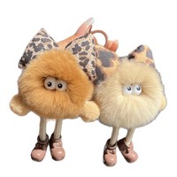 Porte-clés licorne en peluche à imprimé léopard, mignon et moelleux, breloque de sac monstre pour filles