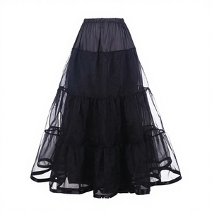 Jupes longues vintage pour femmes, multi-couches, moelleuses, respirantes, à volants en organza, couleur unie, directement de l'usine - Product Image 2