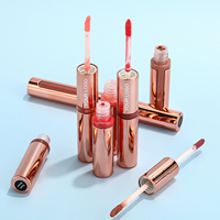 Rouge à lèvres liquide brillant végétalien personnalisé OEM, marque privée, vente en gros, longue tenue, hydratant, double embout