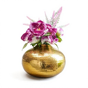 Vase à fleurs rond en métal pour la décoration de la maison, centre de table pour le salon, vase floral moderne décoratif pour le bureau, la chambre à coucher - Product Image 1