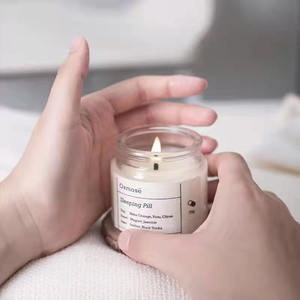 Bougie parfumée Pot de bougie en verre clair givré simple avec couvercles en liège et logo client pour bougie d'aromathérapie sarcelle - Product Image 3