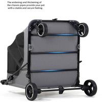 Grand chariot de transport pour animaux de compagnie, lavable et pliable en tissu, avec 4 roues, confortable et réglable, adapté au transport des chats et des chiens en montée