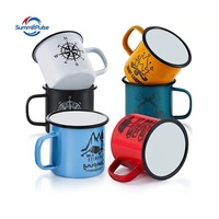 Tasse à café en émail métallique épaissie, non toxique, de qualité alimentaire, colorée, personnalisable, pour le camping et les activités de plein air