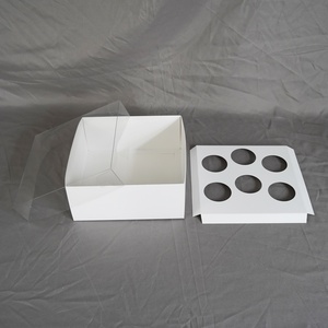 Dessert Pastry <b>Bakery</b> Packaging Paper Cake Donuts Gift Windows Clear Lid Cupcake Food Donut Cupcake 6ct Bento Cupcake <b>Box</b> - Product Image 1