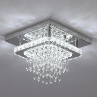 Lustre carré en cristal LED pour allée, couloir, entrée, restaurant, balcon, luminaire de plafond en cristal