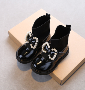 Fashion Ankle Pu Leather <b>Sock</b> Short Boot Anti-slippery TPR Hard Sole Kid Shoes Girl Boots - Product Image 4