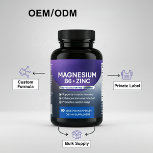 マグネシウム<span class=keywords><strong>B6</strong></span> + 亜鉛栄養補助食品 エネルギー補給 大人用ベジタリアンカプセル 60粒 カスタムブランディング OEM/プライベートラベル - Product Image 1