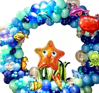 Décoration de fête sur le thème de l'océan, ensemble d'arche de ballons, guirlande de ballons à bulles, animaux marins, poissons, décoration d'anniversaire sous-marine