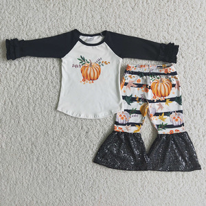 Ensembles de Vêtements pour Enfants en Gros Prêts à Expédier (RTS) - Tenues de Boutique 2 Pièces : Chemise Manches Courtes et Pantalon Patte d'Éléphant à Bretelles pour Bébés Filles - Faible MOQ - Product Image 5