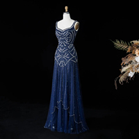 Robes de soirée élégantes bleu marine avec perles Jancember LSZ552 pour femmes