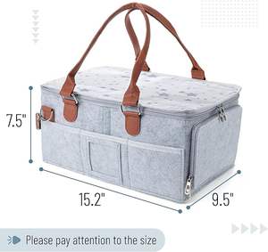 Boîte de rangement Organisateur de couches pour bébé Organisateur de couches portable pour <span class=keywords><strong>table</strong></span> <span class=keywords><strong>à</strong></span> <span class=keywords><strong>langer</strong></span>-Gris avec couvercle Rangement des couches - Product Image 2
