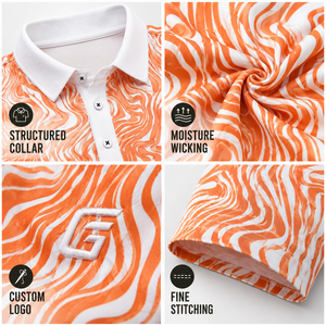 Polo pour homme Dry Fit, design personnalisé, extensible dans les quatre sens, impression intégrale par sublimation, polo de golf orange, fabricant - Product Image 2