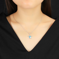 Polyvalent Opale Clavicule Chaîne En Argent Sterling 925 Mignon Tortue De Mer Pendentif Charme Collier Pour Les Femmes Quotidien Fête D'anniversaire Bijoux