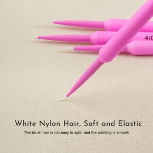 Set di 5 <span class=keywords><strong>Pennelli</strong></span> Professionali Anti-Sfaldamento con Manico Rosa e Setole in Nylon Bianco a Punta Fine <span class=keywords><strong>per</strong></span> Dettagli, <span class=keywords><strong>Acquerello</strong></span> e Pittura a Uovo - Product Image 3