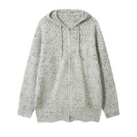Automne hiver nouveau respirant à manches longues Cardigan pull à capuche coréen frais Simple velours tricoté unisexe fermeture à glissière