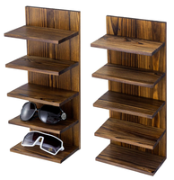 Étagère murale multifonctionnelle moderne à 5 niveaux en bois pour bijoux, sacs, pots de fleurs, organisateur pour salle de bain, salon, garage, armoire