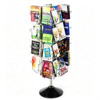 Rak Display Putar Logam Modern untuk Toko, Cocok untuk Kartu Ucapan, Stiker, Brosur, Poster, Buku Catatan