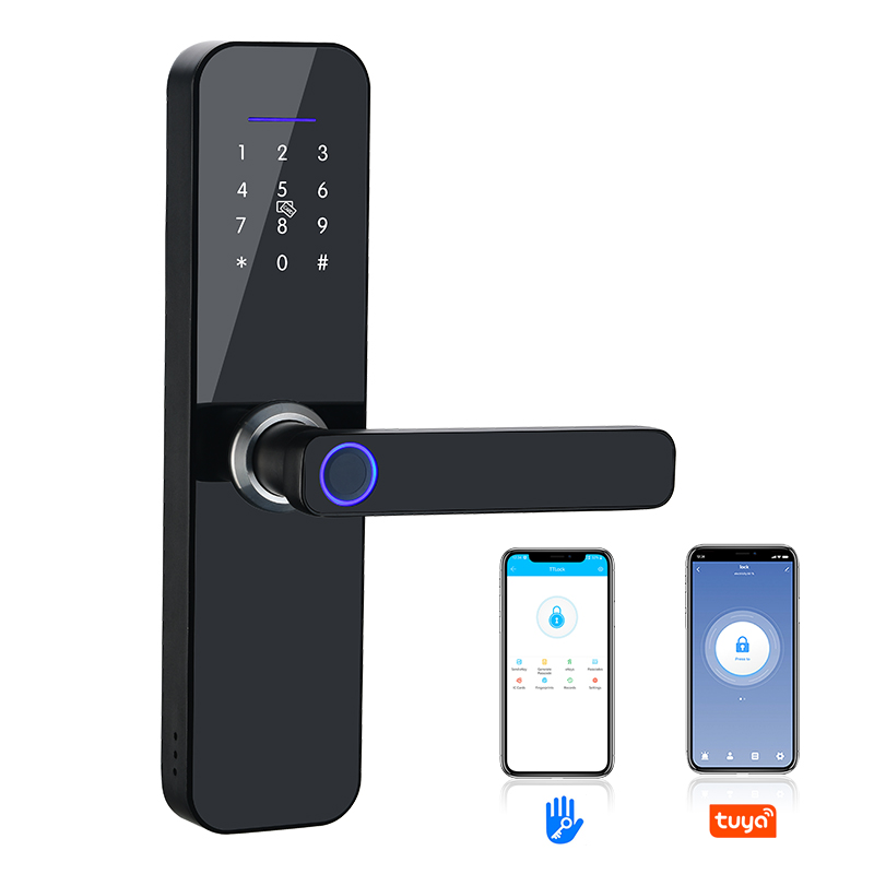 Serrure de porte intelligente pas cher avec TT Lock APP / Tuya APP télécommande serrure de porte d'empreintes digitales avec WIFI et enregistrements de temps