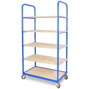 Etagenwagen avec 5 niveaux 1050x500x1880mm 4 roulettes pivotantes 2 avec frein équipé de 15 Clipboxen 22L capacité Shopping Trolley - Product Image 2