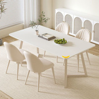 Table à manger rectangulaire en ardoise blanche pure de style français et ensemble de chaises, mobilier de maison, luxe léger, moderne et simple